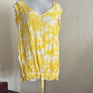 Lane Bryant Yellow White Ruffle Sleeveless Top Shirt NWT 18/20